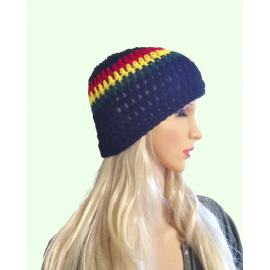 Rasta Colored Crochet Hat or Beanie 