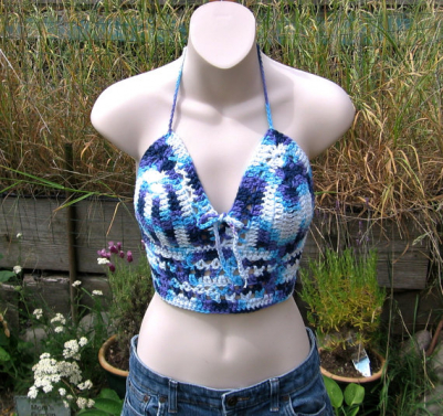 Blue/Turq/White Halter Top  $26.00 Clearance