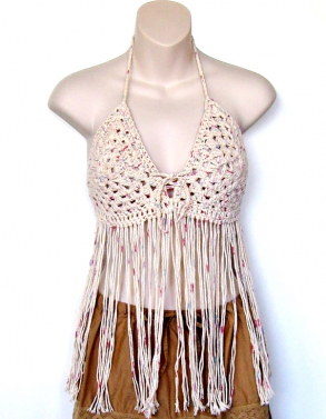 Oatmeal Fringed Halter $25.00 C