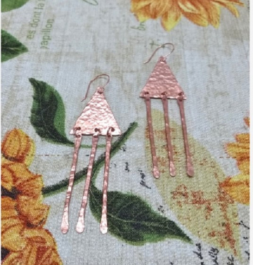 Triangle Dangly Copper Earrings $20.00