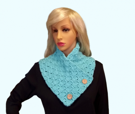 Aqua Button Cowl   $28.00