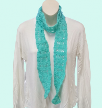 Turquoise/Aqua Spider Stitch Skinny Scarf