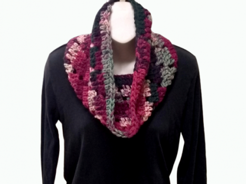 Green and Burgundy Cowl   $18.00