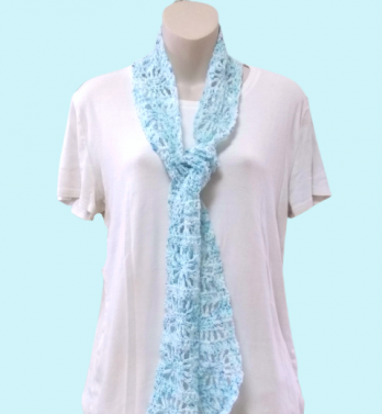 Turquoise and White Skinny Scarf   $18.00