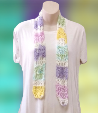Pastel Spider Stitch Skinny Scarf   $12.00