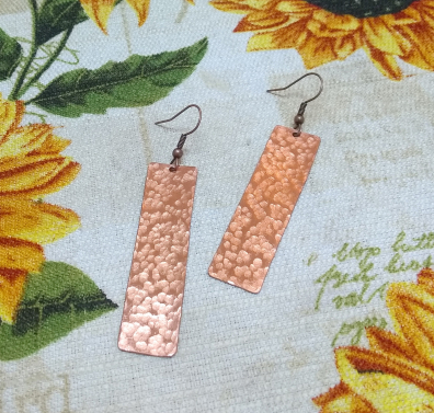 Long Rectangle Copper Earrings $18.00