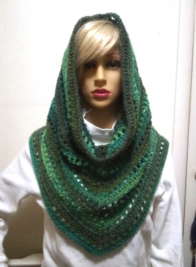 Variegated Green Hood/Cowl with Pointed Front   $32.00
