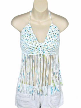 White/Turquoise Fringed Halter $25.00 C