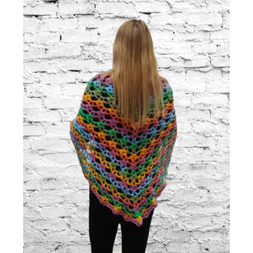 Bright Colored Summer Triangle Crochet Shawl