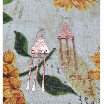 Triangle Dangly Copper Earrings $20.00