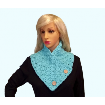 Aqua Button Cowl   $28.00