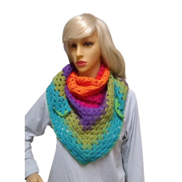 Rainbow Crochet Triangle Shawl or Scarf