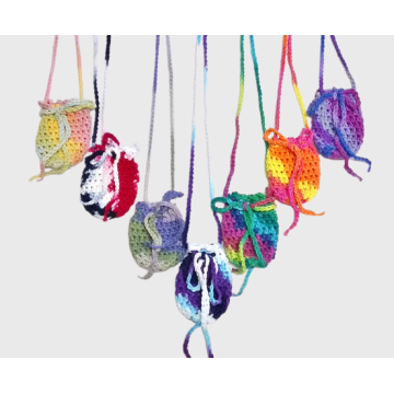 Crochet Necklace Pouch or Hip Pouch Great for Crystals, Stones, Stash, Vape, ID, Cash