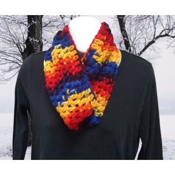 Chunky Rainbow Crochet Cowl