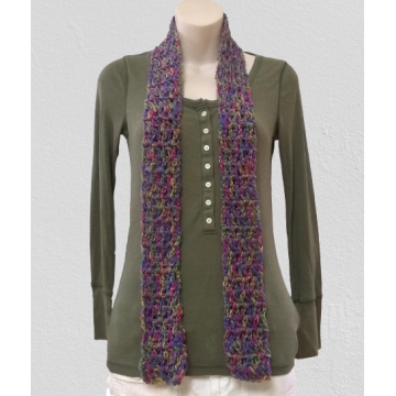 Multicolored Crocheted Skinny Spring Scarf