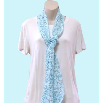 Turquoise and White Skinny Scarf   $18.00