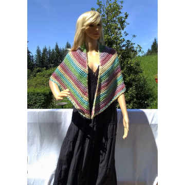 Floral Multicolored Lightweight Triangle Shawl
