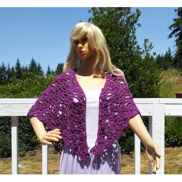 Lacy Dark Purple Triangle Crochet Shawl