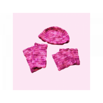 Var. Pink Hat, Fingerless Glove and Bootcuff Set  $37.50