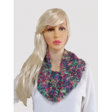 Multicolored Chunky Crochet Cowl or Circle Scarf