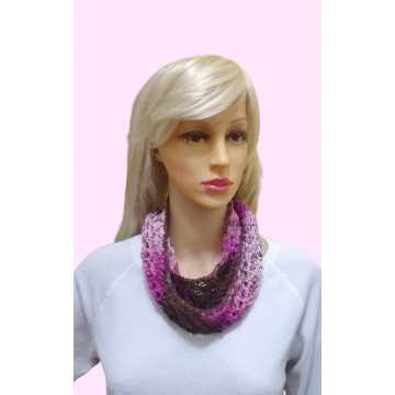 Lightweight Skinny Spring Circle Scarf in Pink and Brown